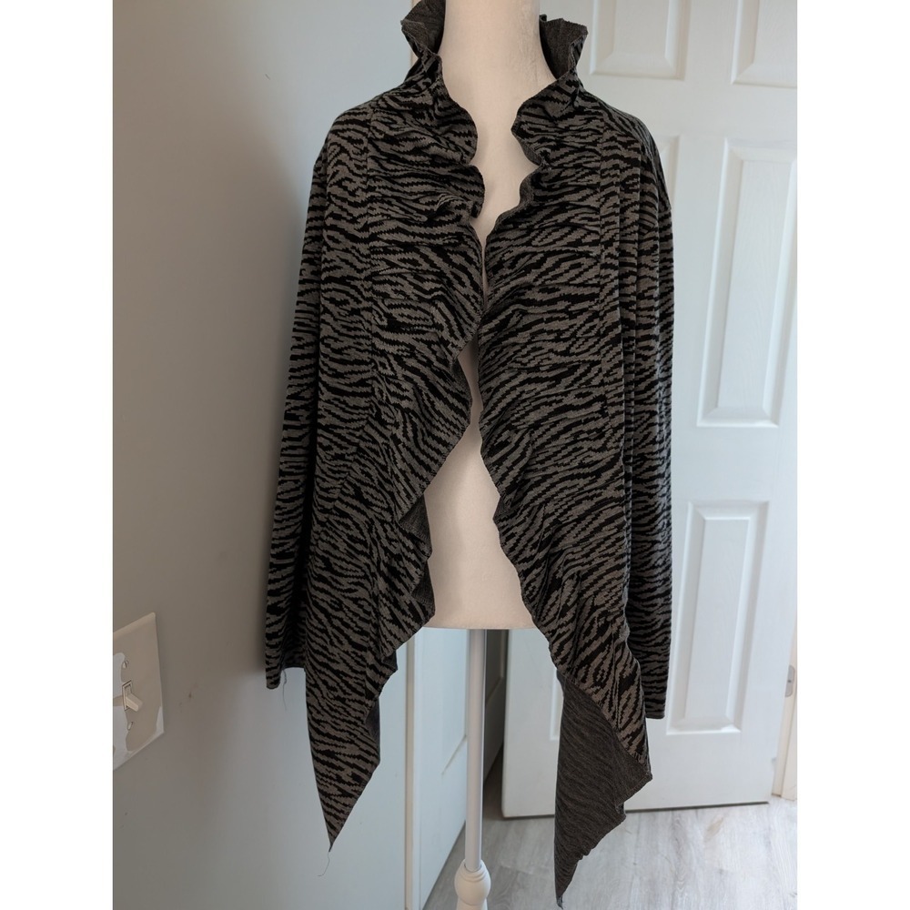 Fever London Zebra Animal Print Open Cardigan Ruffles 2XL